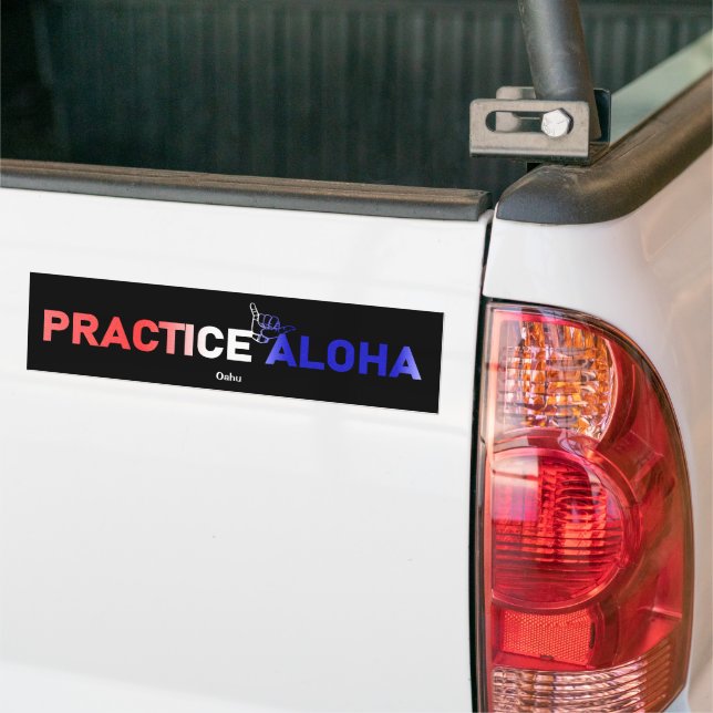 Autocollant De Voiture Oahu Pratiquer Aloha Drapeau Shaka (Hang lâche) (Sur camion)