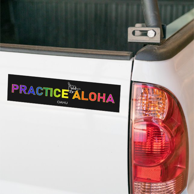 Autocollant De Voiture Oahu - Pratiquer Aloha Shaka (Hang Loin) (Sur camion)
