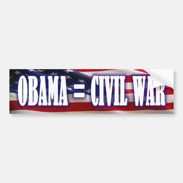 Autocollant De Voiture Obama = adhésif pour pare-chocs de guerre civile (Devant)