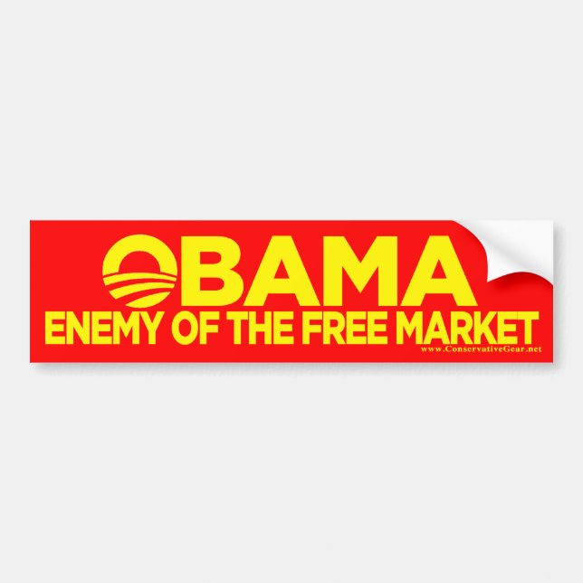 Autocollant De Voiture Obama, ennemi du marché libre (Devant)