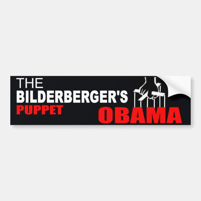 Autocollant De Voiture Obama - la marionnette du Bilderberger (Devant)