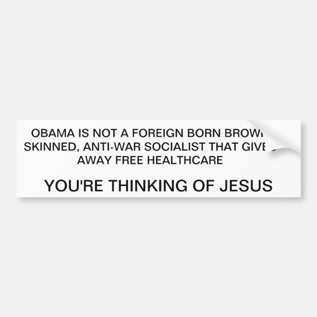 AUTOCOLLANT DE VOITURE OBAMA N'EST PAS JÉSUS (Devant)