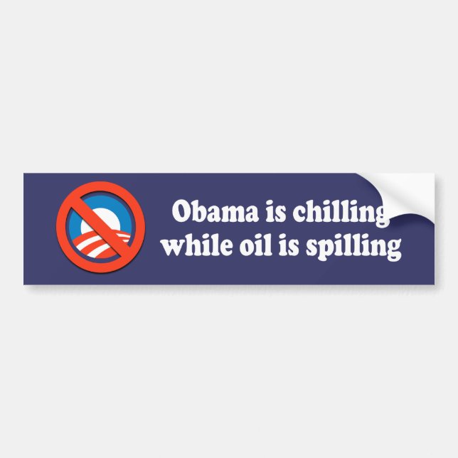 AUTOCOLLANT DE VOITURE OBAMA REFROIDIT TANDIS QUE L'HUILE SE RENVERSE (Devant)
