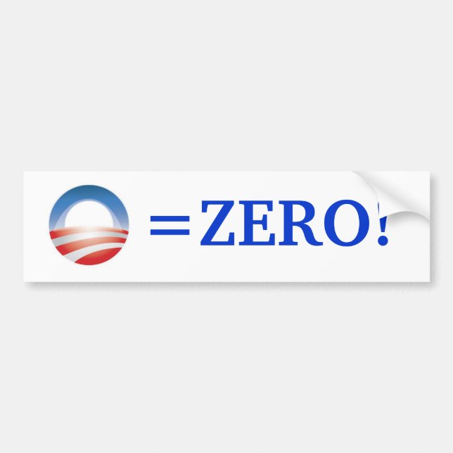 Autocollant De Voiture Obama=Zero ! (Devant)