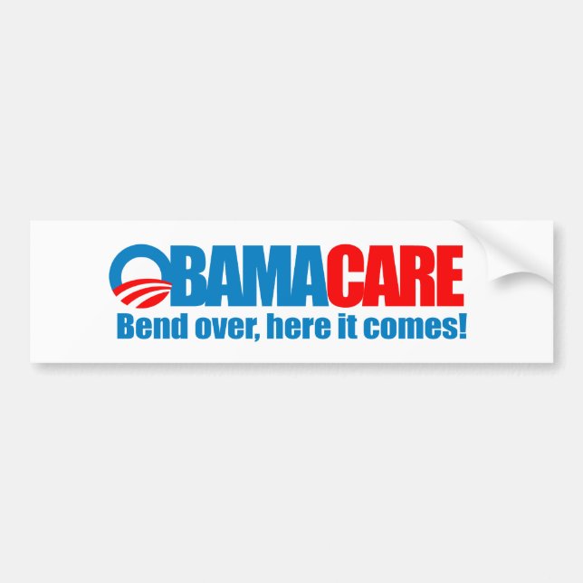 Autocollant De Voiture Obamacare - courbure ici elle vient (Devant)