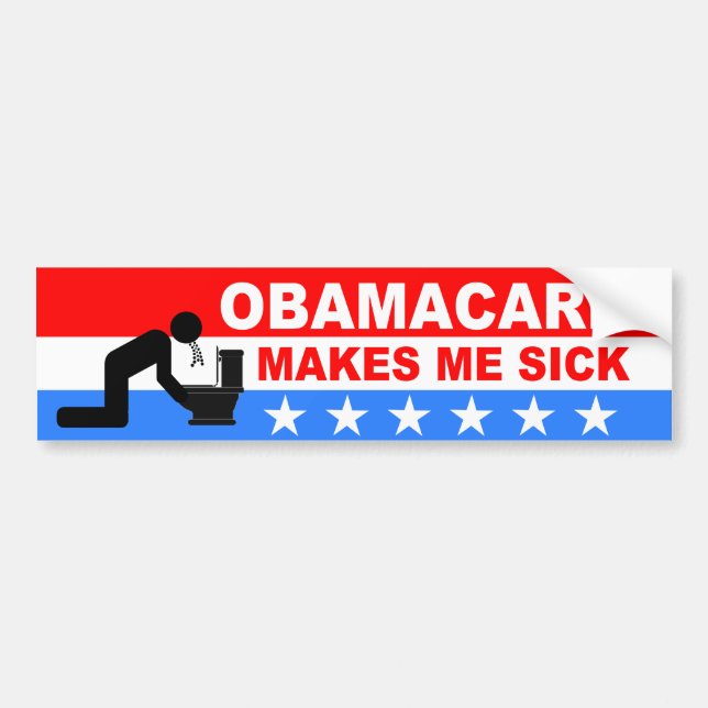 Autocollant De Voiture ObamaCare me rend malade (Devant)