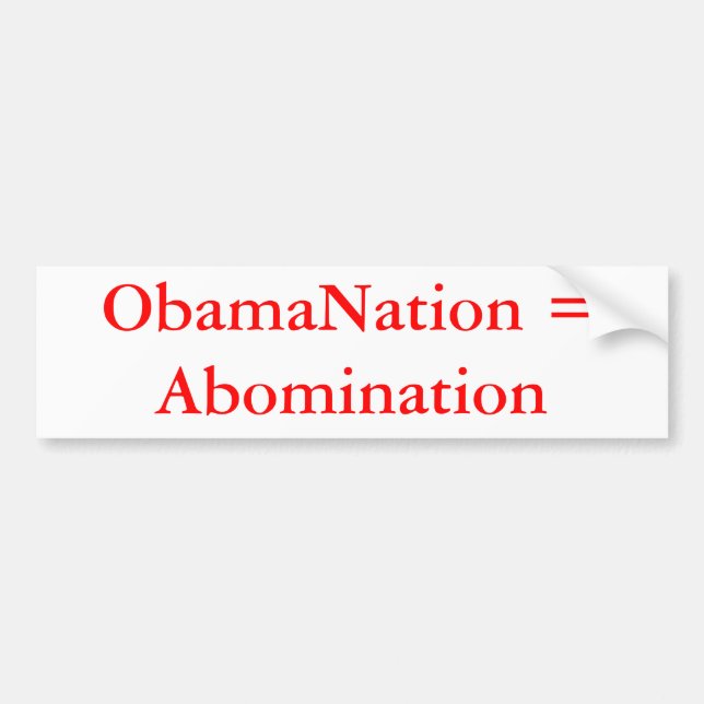 Autocollant De Voiture ObamaNation = abomination (Devant)