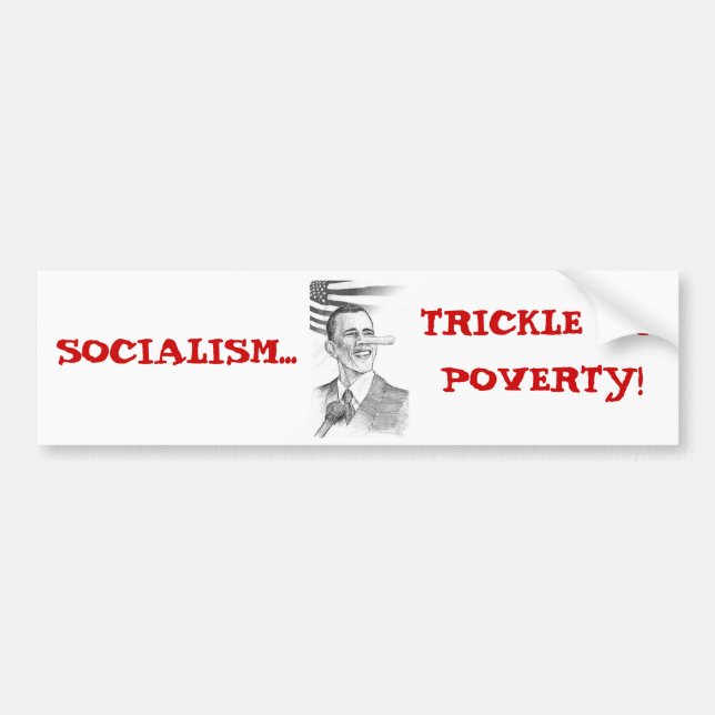 Autocollant De Voiture ObamaPinnochio, SOCIALISME…, FILET UPPOVERTY ! (Devant)