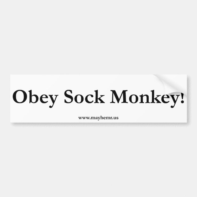 Autocollant De Voiture Obéissez le singe de chaussette (Devant)