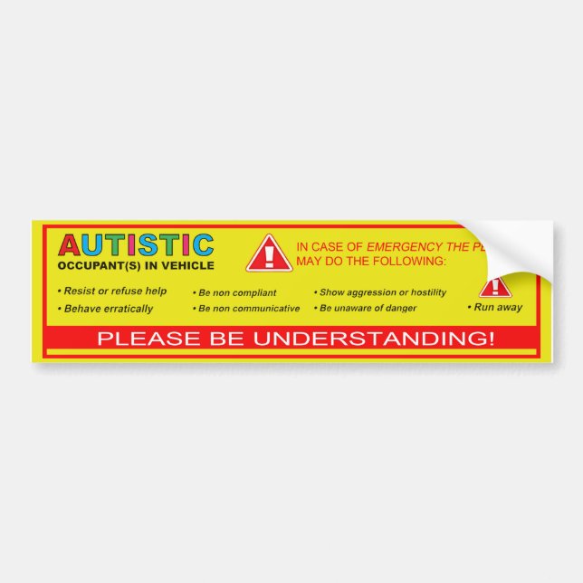 Autocollant De Voiture Occupant autiste dans le véhicule Sticker pare-cho (Devant)