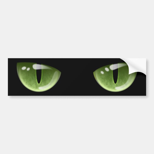 Autocollant De Voiture Oeil de chat vert d'Halloween (Devant)