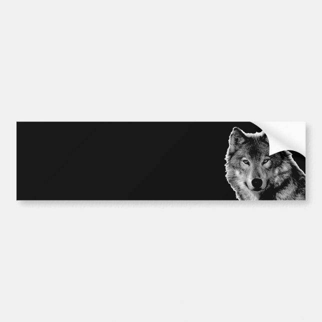 Autocollant De Voiture Oeuvre de Loup noir et blanc (Devant)