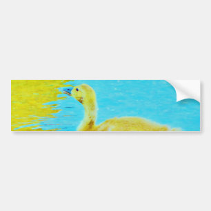 Autocollant De Voiture Oie-bébé jaune avec eau bleu clair