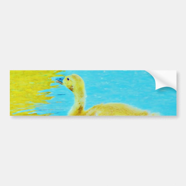 Autocollant De Voiture Oie-bébé jaune avec eau bleu clair (Devant)