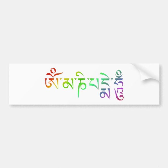 Autocollant De Voiture Om Mani Padme Hum Tibétain Mantra Arc-en-ciel (Devant)