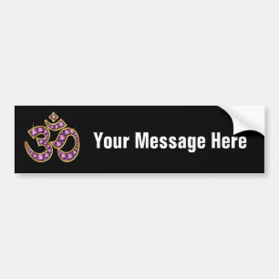 Autocollant De Voiture Om Symbole with "Garnet" Stones