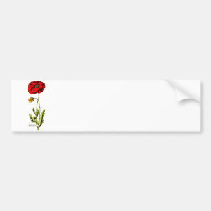 Autocollant De Voiture Opium floral rouge de fleur sauvage de pavot de