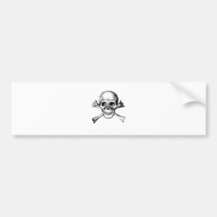Autocollant De Voiture Os de crâne et de croix - gris