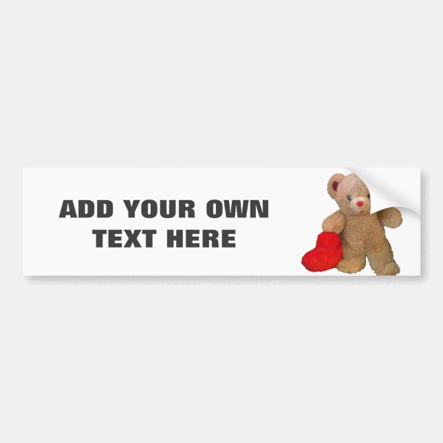 Autocollant De Voiture Ours et coeur de nounours avec votre texte (Devant)