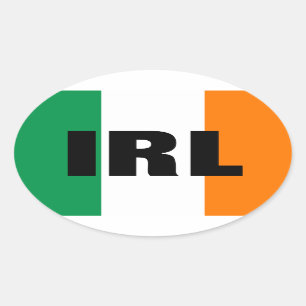 Autocollant de voiture Oval IRL avec drapeau irlan