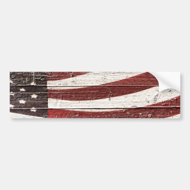 Autocollant De Voiture Painted American Flag on Rustic Wood Texture (Devant)