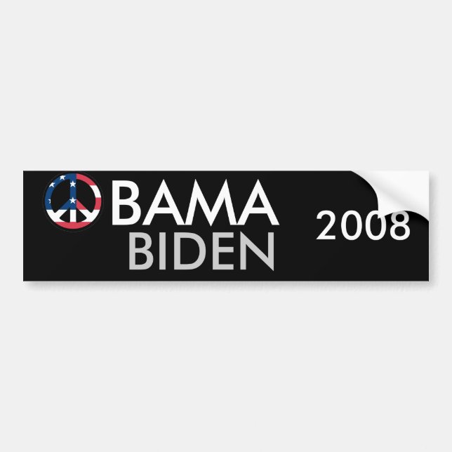Autocollant De Voiture Paix 2008 d'Obama Biden (Devant)