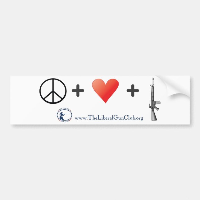 Autocollant De Voiture Paix + Amour + Armes à feu (Devant)
