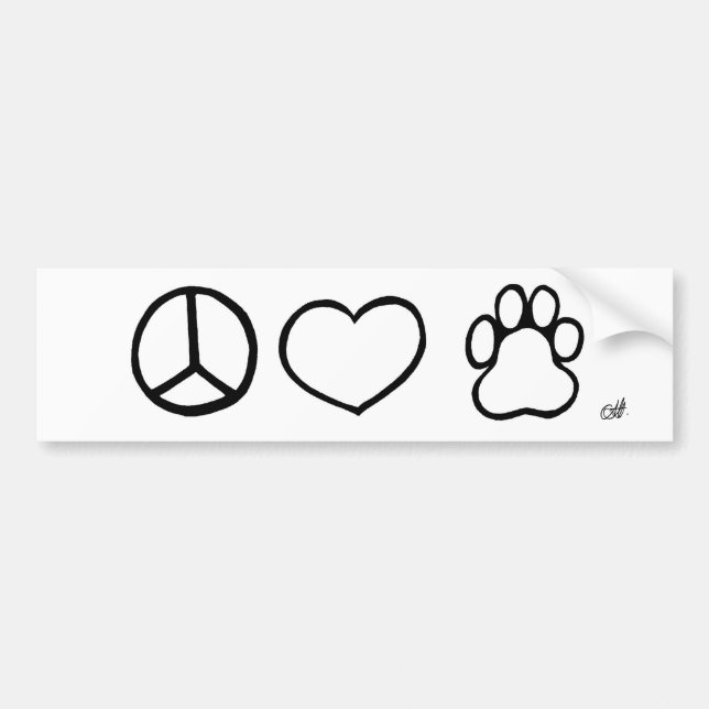 Autocollant De Voiture Paix, amour, chiens (Devant)