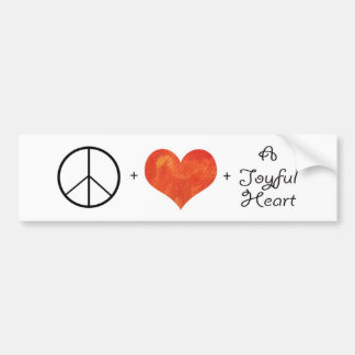 Autocollant De Voiture Paix, amour et un coeur joyeux