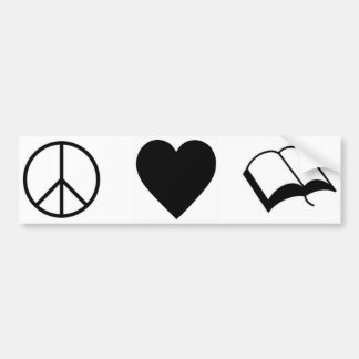 Autocollant De Voiture Paix, amour, livres/lecture