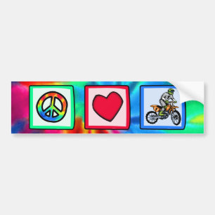 Autocollant De Voiture Paix, amour, motocross