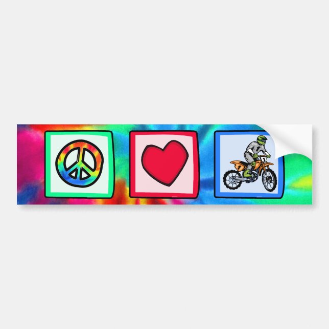 Autocollant De Voiture Paix, amour, motocross (Devant)