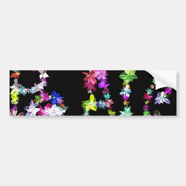 Autocollant De Voiture "PAIX" dans l'art des fleurs Imprimer (Devant)