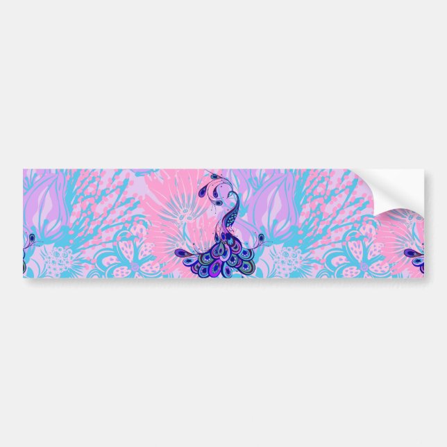 Autocollant De Voiture paon rose floral (Devant)