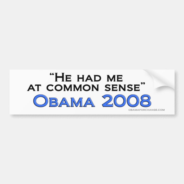 Autocollant De Voiture Pare-chocs de bon sens d'Obama (Devant)