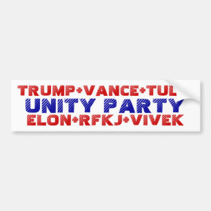 Autocollant De Voiture PARTI UNITAIRE Trump Vance Tulsi Elon RFKJ Vivek