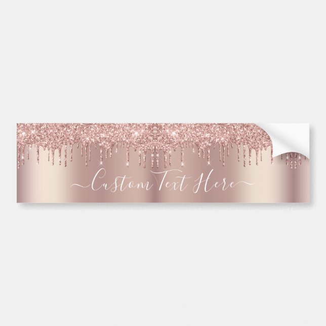 Autocollant De Voiture Parties scintillant rose Gold Blush Éclats Texte p (Devant)