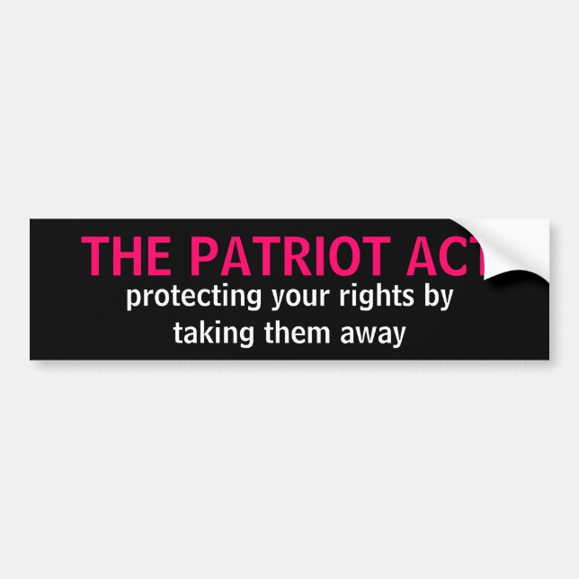 AUTOCOLLANT DE VOITURE PATRIOT ACT (Devant)