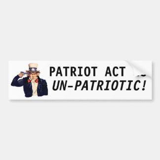 Autocollant De Voiture Patriot Act Est Non Patriotique !