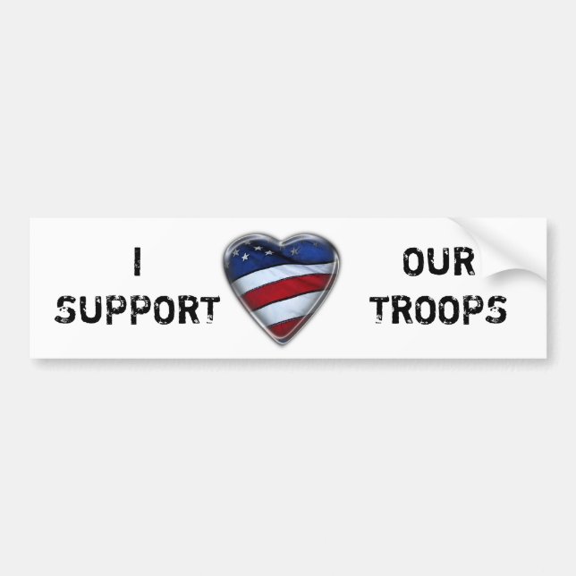Autocollant De Voiture Patriotique Coeur US Drapeau Soutien à nos troupes (Devant)