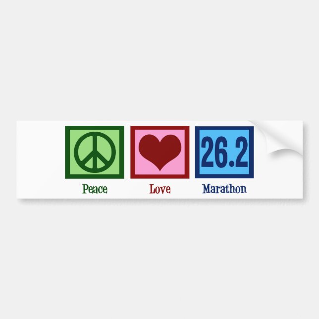 Autocollant De Voiture Peace Love 26.2 Marathon Runner (Devant)