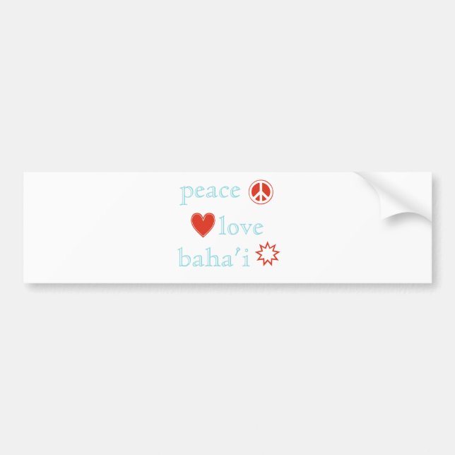 Autocollant De Voiture Peace Love Bahai (Devant)