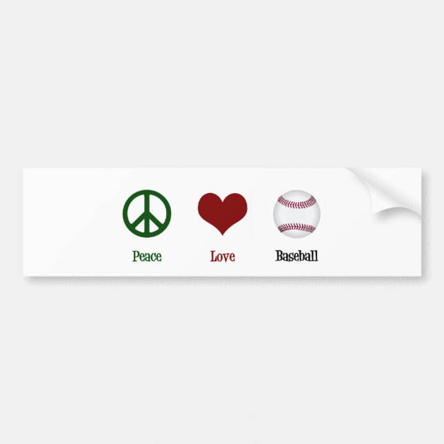 Autocollant De Voiture Peace Love Baseball (Devant)