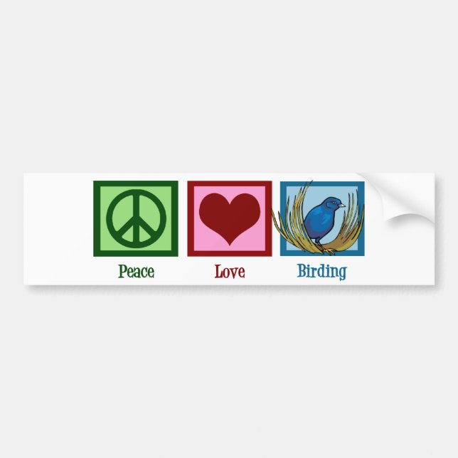 Autocollant De Voiture Peace Love Birding (Devant)