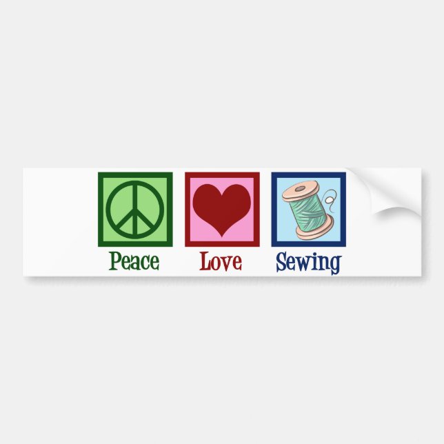 Autocollant De Voiture Peace Love Coudre mignonne Seamstress (Devant)