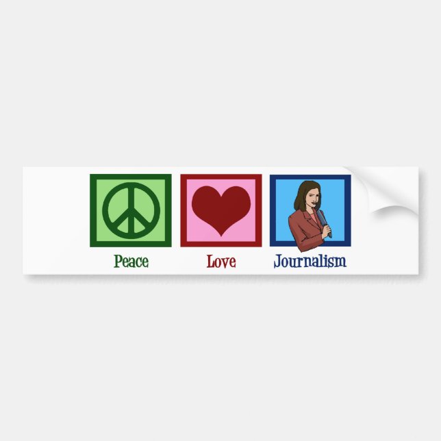 Autocollant De Voiture Peace Love Journalism (Devant)