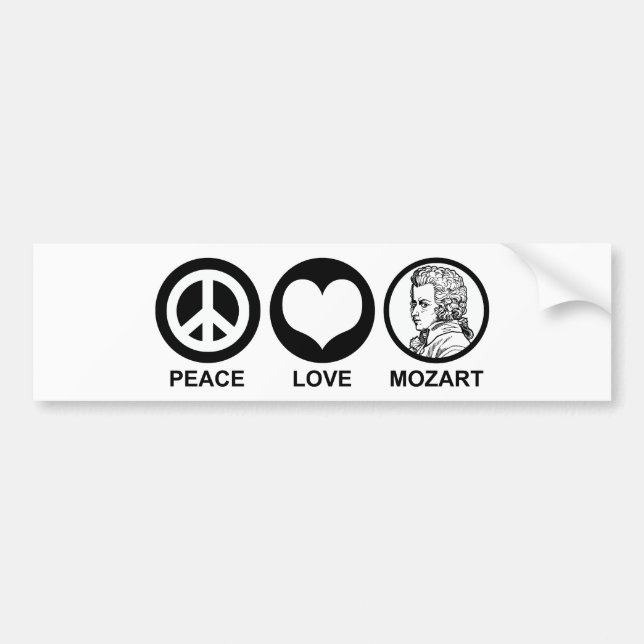 Autocollant De Voiture Peace Love Mozart (Devant)