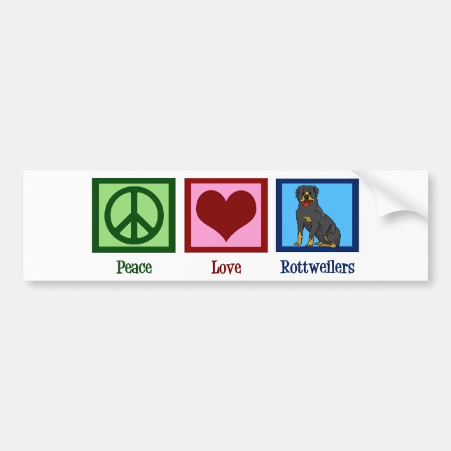 Autocollant De Voiture Peace Love Rottweilers (Devant)