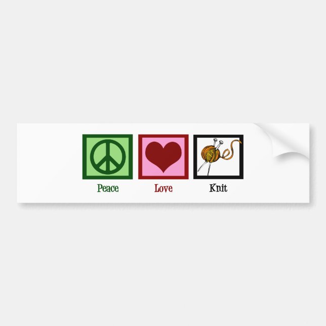 Autocollant De Voiture Peace Love & Tricot (Devant)