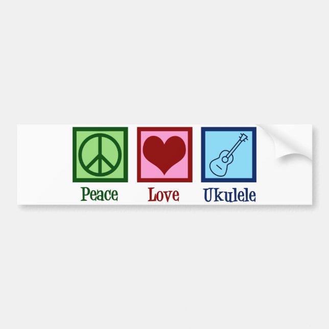 Autocollant De Voiture Peace Love Ukulele (Devant)